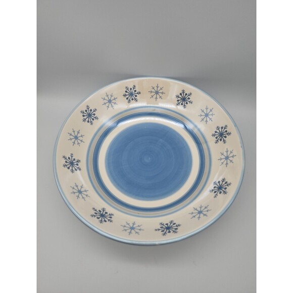 St. Nicholas Square WINTER FROST 12.5" Round 2.5 qt Serving Bowl Blue Snowflakes - Picture 1 of 12